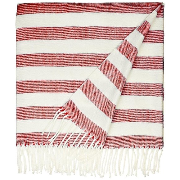 NWT 🌟 Host Pick🌟CUDDL DUDS ACRYLIC THROW - red stripe - Picture 1 of 1